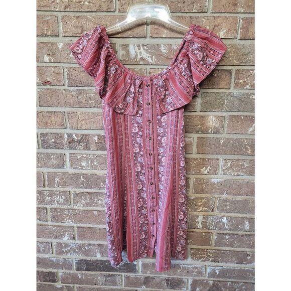 American Eagle 100% Viscose Off the Shoulder Button Down Dress, Women's XS - Picture 1 of 4